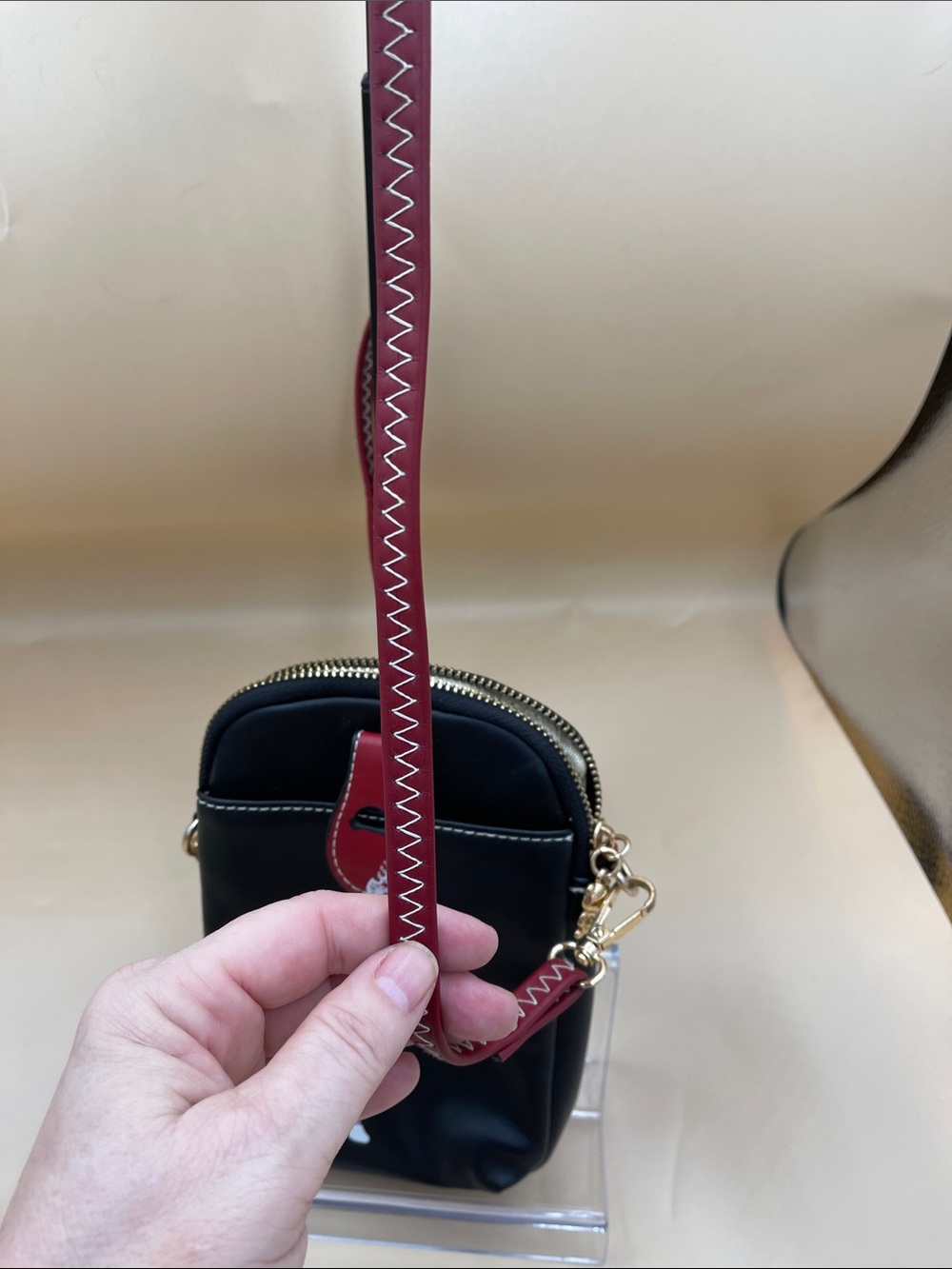 Black Crossbody Phone Bag with Cat Motif - Fun Playful Attention Grabber - Picture 2 of 9